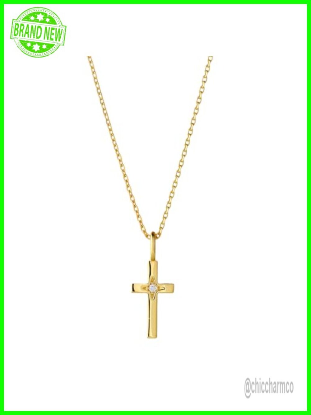 14K Gold Cross Necklace with Moissanite Pendant Dainty Fine Jewelry for Women